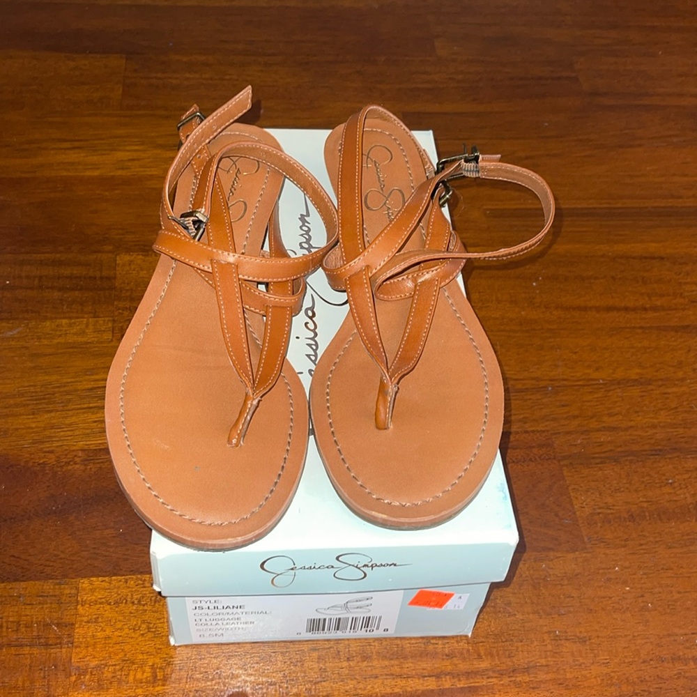Jessica Simpson Liliane ladies brown double strap sandals. Size 8.5M. With box